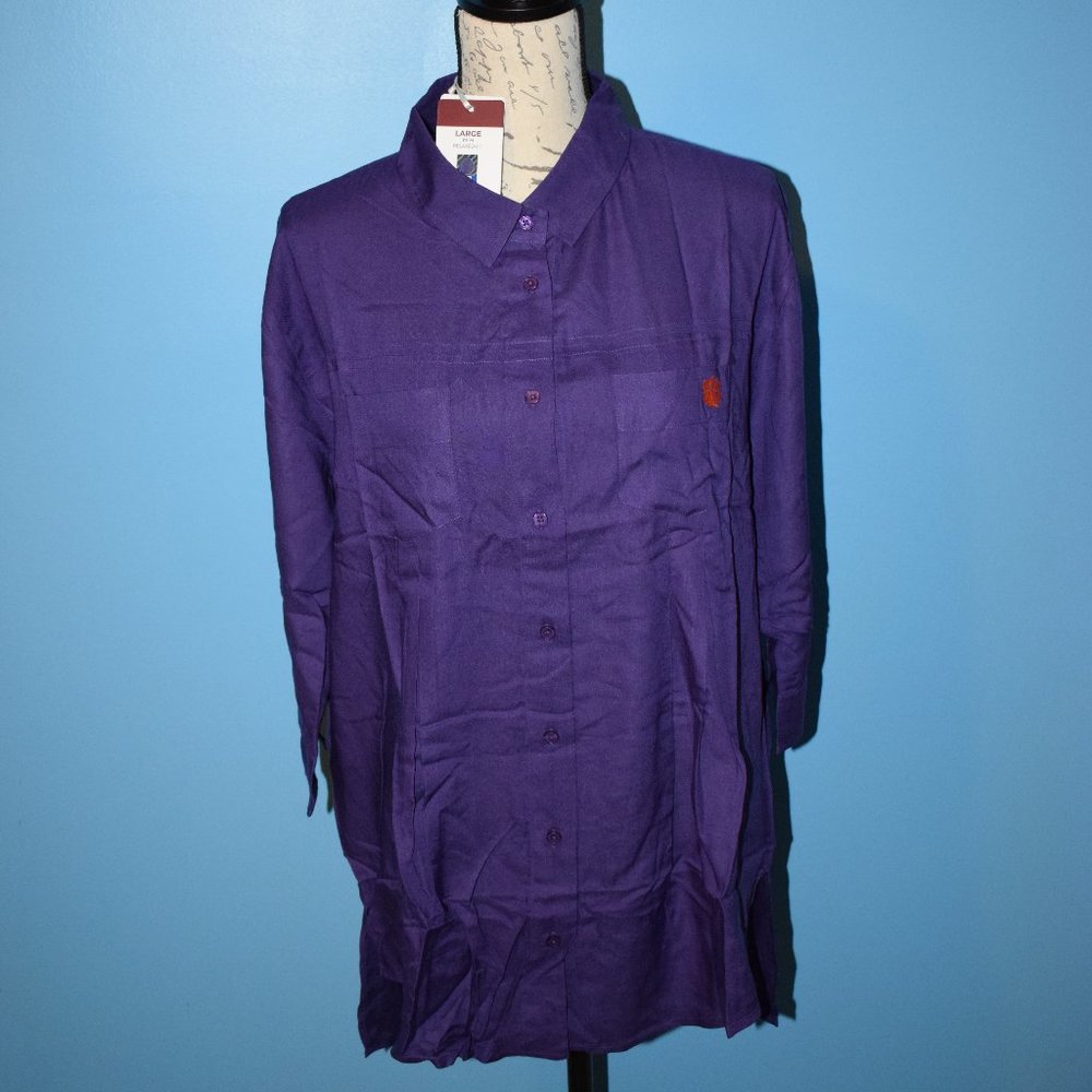 Purple Clemson UG Apparel Button down high low relaxed fit Large